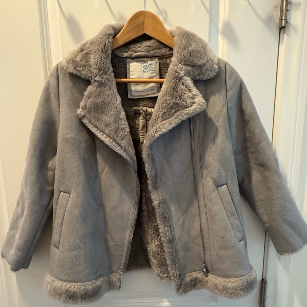 Zara Kids Soft Gray Teddy Jacket